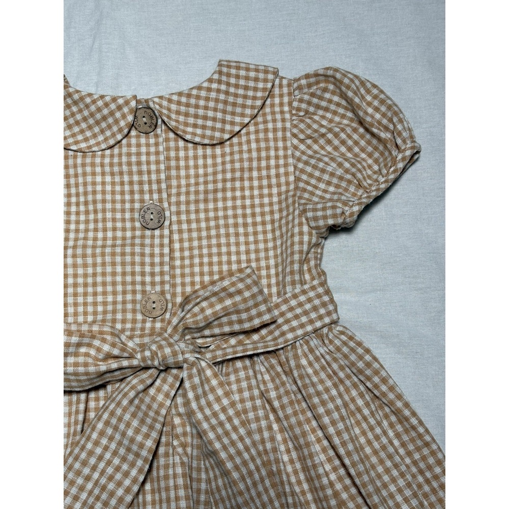 Nobler Wild Yellow Gingham Dress Toddler Girl Size 5T Cotton Linen Poly Blend - Picture 5 of 8